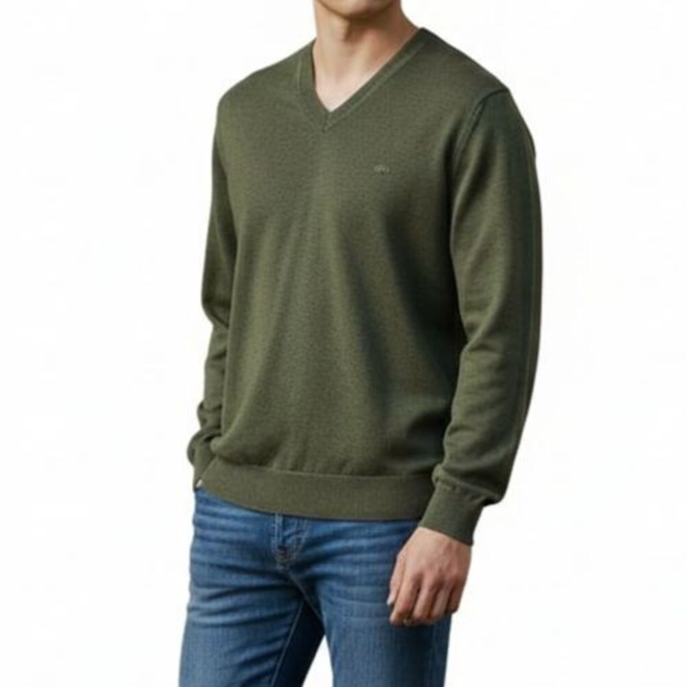 NEW Black Brown 1826 100% Italian Extra Fine Merino Wool Sweater Men L V-Neck